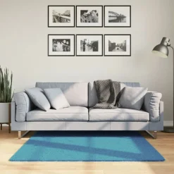 vidaXL Alfombra de pelo corto OVIEDO turquesa 120x120 cm Tuquesa Outlet