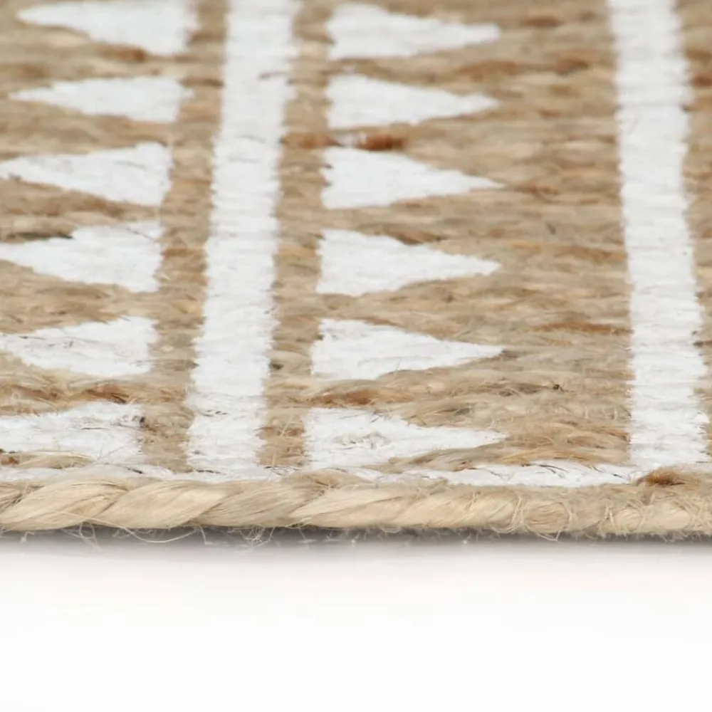 vidaXL Alfombra de yute tejida a mano con estampado blanco 90 cm New