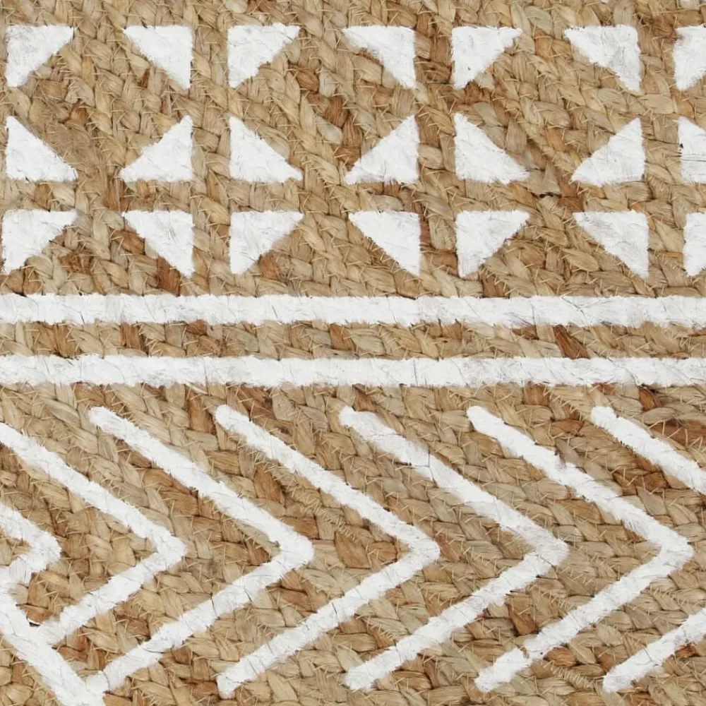 vidaXL Alfombra de yute tejida a mano con estampado blanco 90 cm New