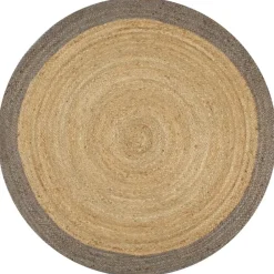 vidaXL Alfombra hecha a mano de yute con borde 90 cm Gris Clearance
