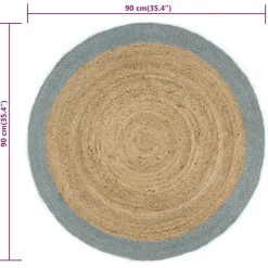 vidaXL Alfombra hecha a mano de yute con borde 90 cm Verde oliva Sale