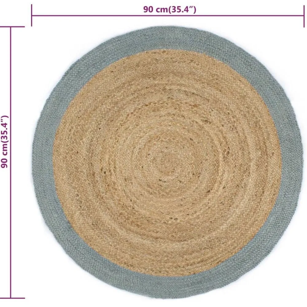 vidaXL Alfombra hecha a mano de yute con borde 90 cm Verde oliva Sale