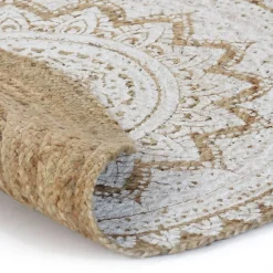 vidaXL Alfombra redonda con estampado yute trenzado 90 cm Sale