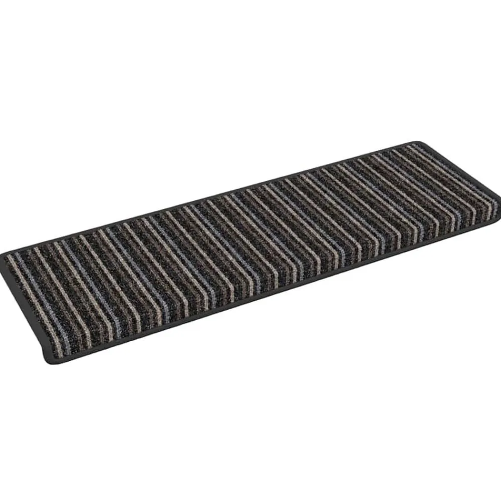 vidaXL Alfombras autoadhesivas para escaleras Rayado 15 pcs Antracita Best