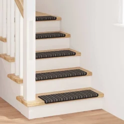 vidaXL Alfombras autoadhesivas para escaleras Rayado 15 pcs Antracita Best