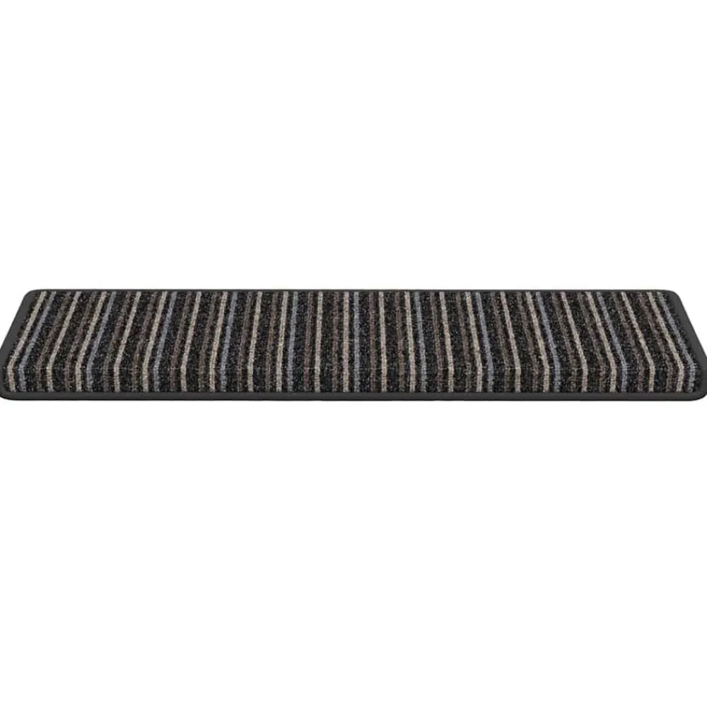 vidaXL Alfombras autoadhesivas para escaleras Rayado 15 pcs Antracita Best