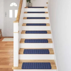 vidaXL Productos Del Hogar-Alfombras autoadhesivas para escaleras Rayado 15 pcs