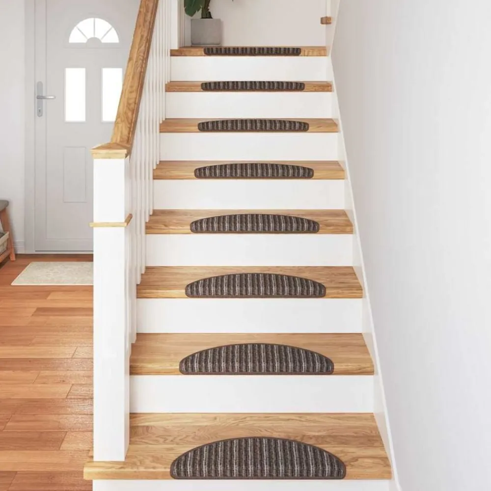 vidaXL Alfombras autoadhesivas para escaleras 15 pcs Marrón Marrón Online