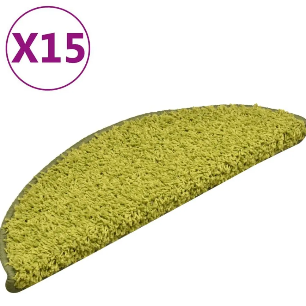 vidaXL Alfombras de peldaños de escalera 15 uds 56x17x3 cm Verde Best