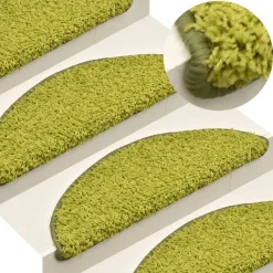 vidaXL Alfombras de peldaños de escalera 15 uds 56x17x3 cm Verde Best