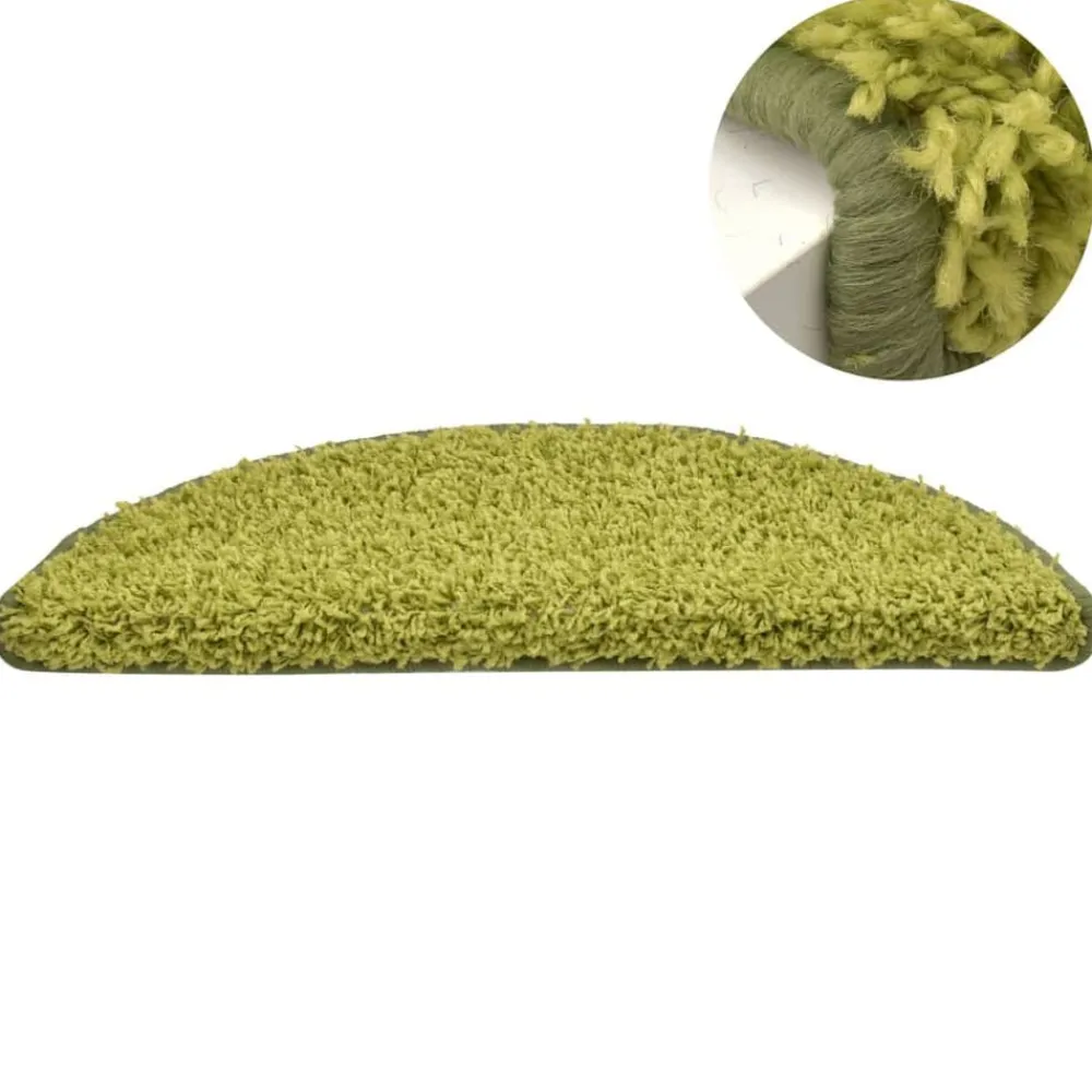 vidaXL Alfombras de peldaños de escalera 15 uds 56x17x3 cm Verde Best