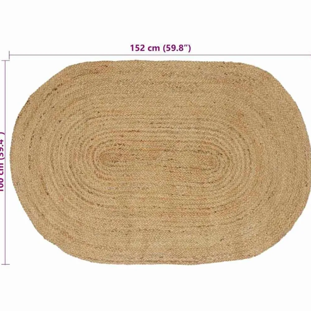 vidaXL Decoración-Alfombras de área Ovalado 100 x 152 cm yute