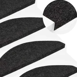 vidaXL Alfombrilla autoadhesiva escalera 15 uds negra 56x17x3 cm Negro New