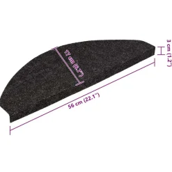 vidaXL Alfombrilla autoadhesiva escalera 15 uds negra 56x17x3 cm Negro New