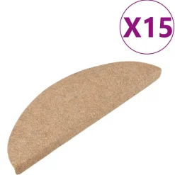 vidaXL Alfombrilla autoadhesiva de escalera 15 uds 56x17x3 cm Beige