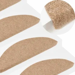 vidaXL Alfombrilla autoadhesiva de escalera 15 uds 56x17x3 cm Beige