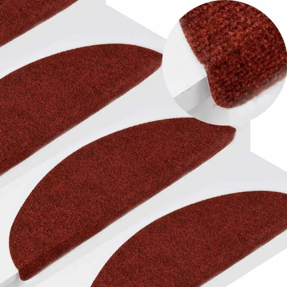 vidaXL Alfombrilla autoadhesiva escalera 15 uds 56x17x3 cm roja Rojo Discount