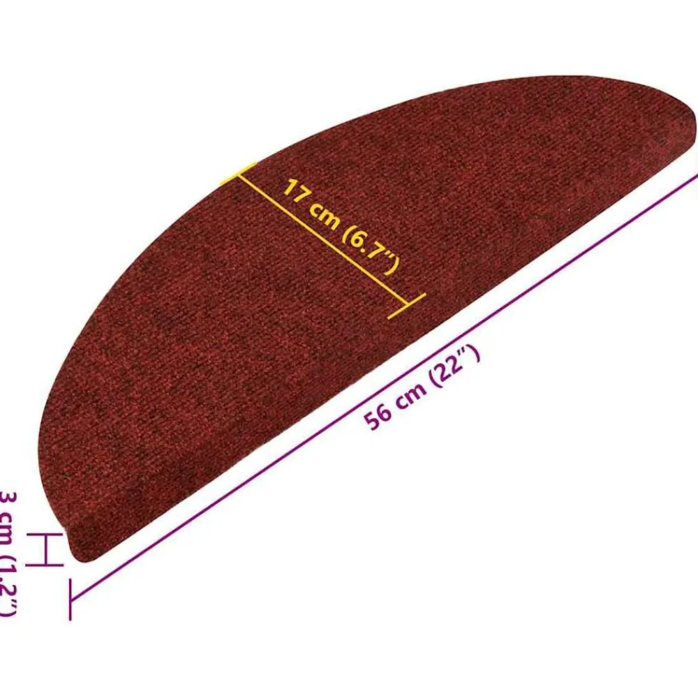 vidaXL Alfombrilla autoadhesiva escalera 15 uds 56x17x3 cm roja Rojo Discount