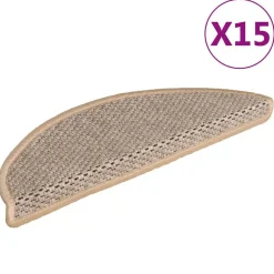 vidaXL Productos Del Hogar-Alfombrilla autoadhesiva escalera sisal 15 uds beige 56x17x3 cm