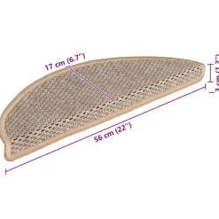 vidaXL Productos Del Hogar-Alfombrilla autoadhesiva escalera sisal 15 uds beige 56x17x3 cm