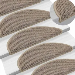 vidaXL Alfombrilla autoadhesiva escalera sisal 15 uds beige 56x17x3 cm Beige oscuro Best
