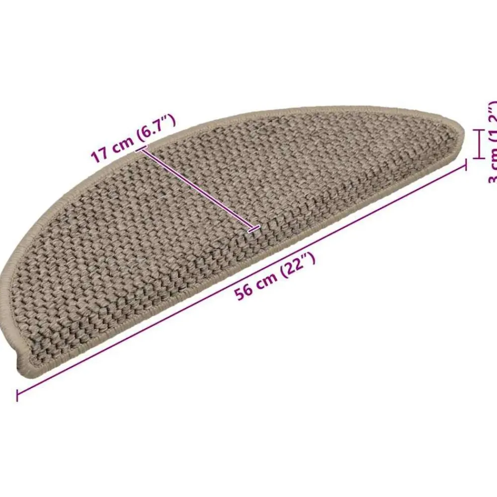 vidaXL Alfombrilla autoadhesiva escalera sisal 15 uds beige 56x17x3 cm Beige oscuro Best