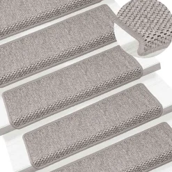 vidaXL Alfombrilla autoadhesiva escalera sisal 15 uds 65x21x4 cm Plateado Best