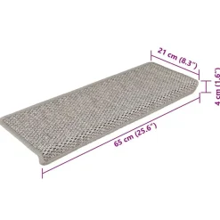 vidaXL Alfombrilla autoadhesiva escalera sisal 15 uds 65x21x4 cm Plateado Best