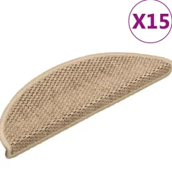 vidaXL Alfombrilla autoadhesiva escalera sisal 15 uds 56x17x3 cm Arena Outlet