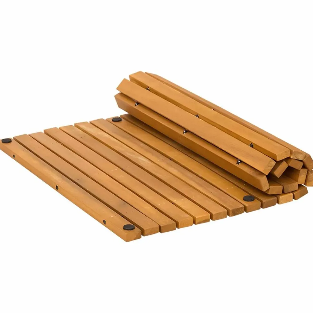 vidaXL Accesorios Para El Baño-Alfombrilla de baño Marrón 60 x 40 cm Madera de Acacia Sólida