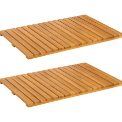 vidaXL Accesorios Para El Baño-Alfombrilla de baño Liso Marrón 60 x 40 cm Madera