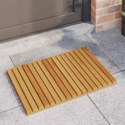 vidaXL Accesorios Para El Baño-Alfombrilla de baño Liso Marrón 60 x 40 cm Madera