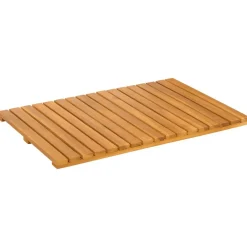 vidaXL Accesorios Para El Baño-Alfombrilla de baño Liso Marrón 60 x 40 cm Madera