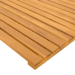 vidaXL Accesorios Para El Baño-Alfombrilla de baño Liso Marrón 60 x 40 cm Madera