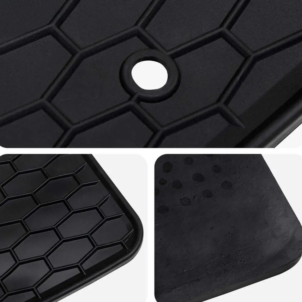 vidaXL Piezas Y Accesorios Para Vehículos-Alfombrilla de Coche 3 pcs Negro Goma