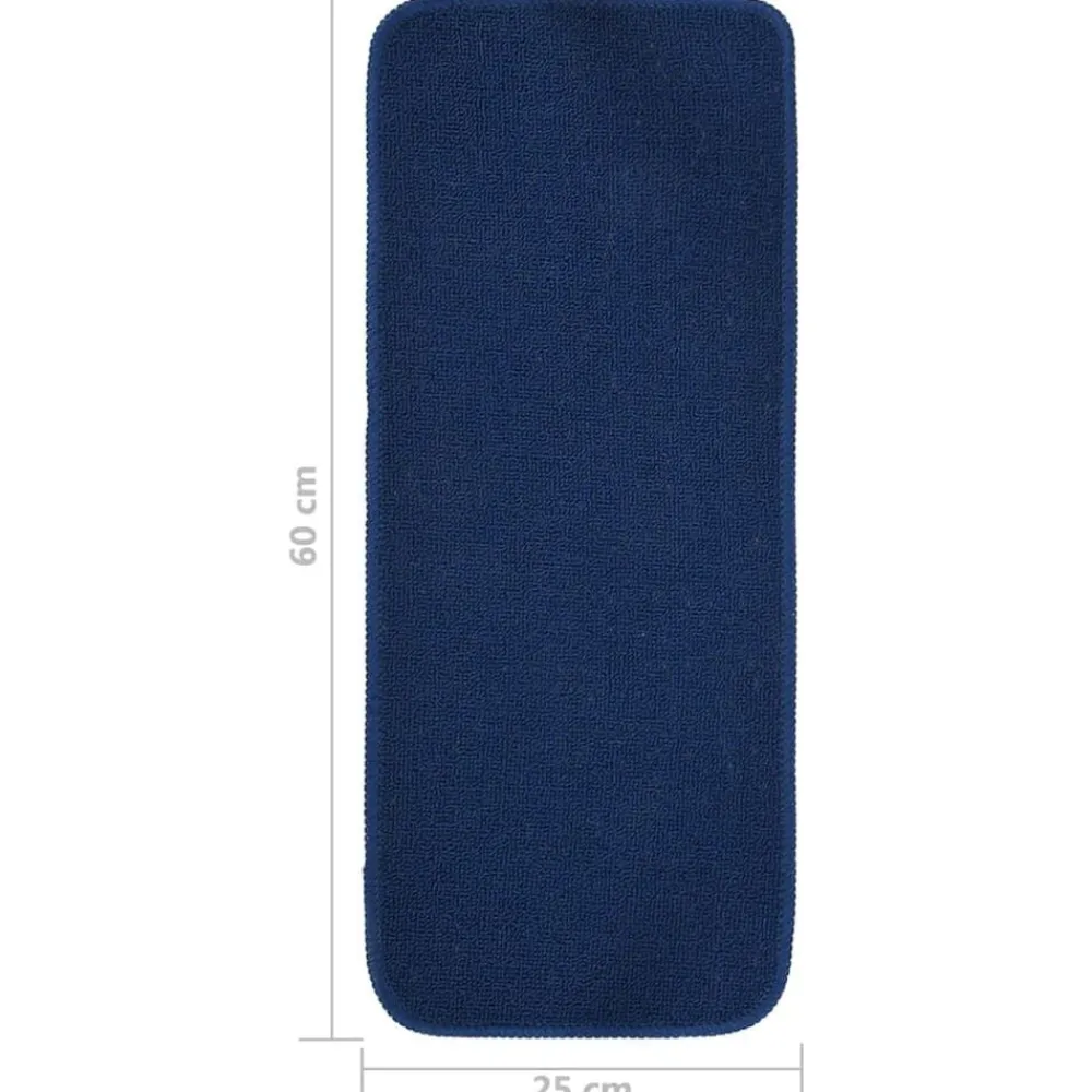 vidaXL Alfombrilla de escalera 15 uds marino rectangular 60x25 cm Azul Discount