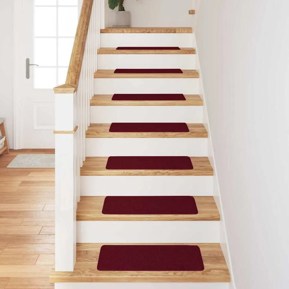 vidaXL Alfombrillas Antideslizantes para Escalera 15 pcs Burdeos Sale
