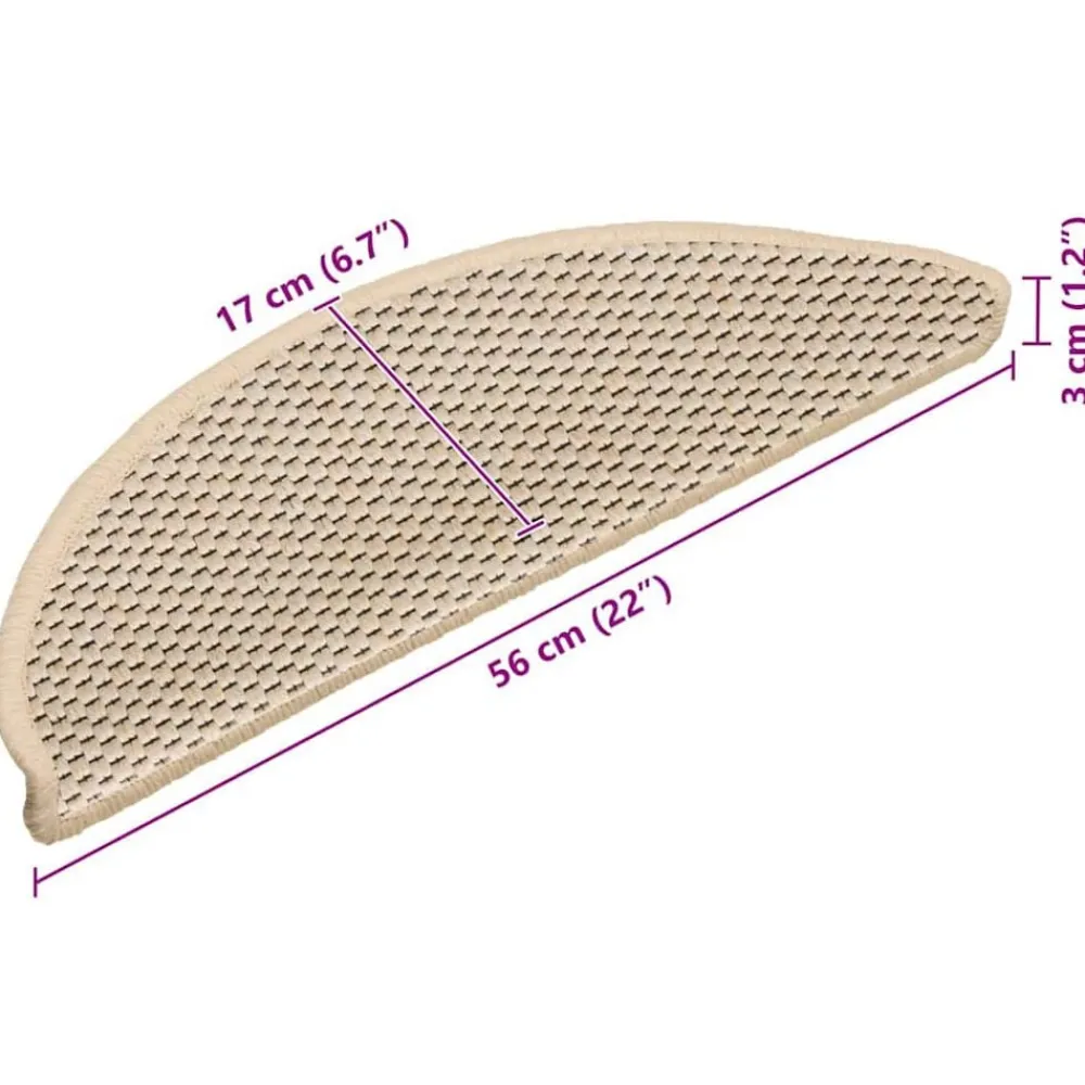 vidaXL Alfombrillas autoadhesivas sisal 15 uds 56x17x3 cm Bereber Clearance