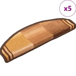 vidaXL Productos Del Hogar-Alfombrillas de escalera autoadhesivas 5 uds marrón 65x21x4 cm