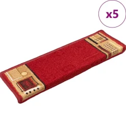 vidaXL Alfombrillas de escalera autoadhesivas 5 uds 65x21x4 cm Rojo