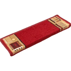 vidaXL Alfombrillas de escalera autoadhesivas 5 uds 65x21x4 cm Rojo