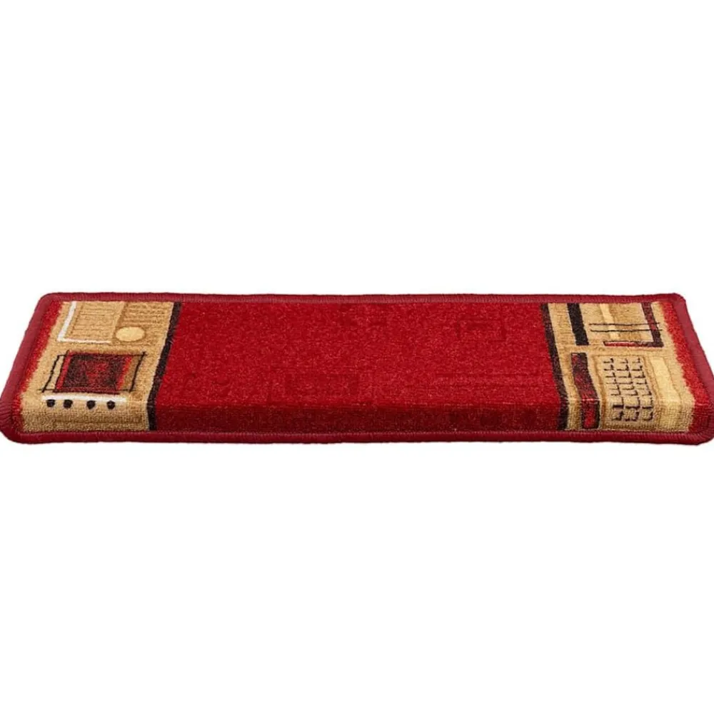 vidaXL Alfombrillas de escalera autoadhesivas 5 uds 65x21x4 cm Rojo