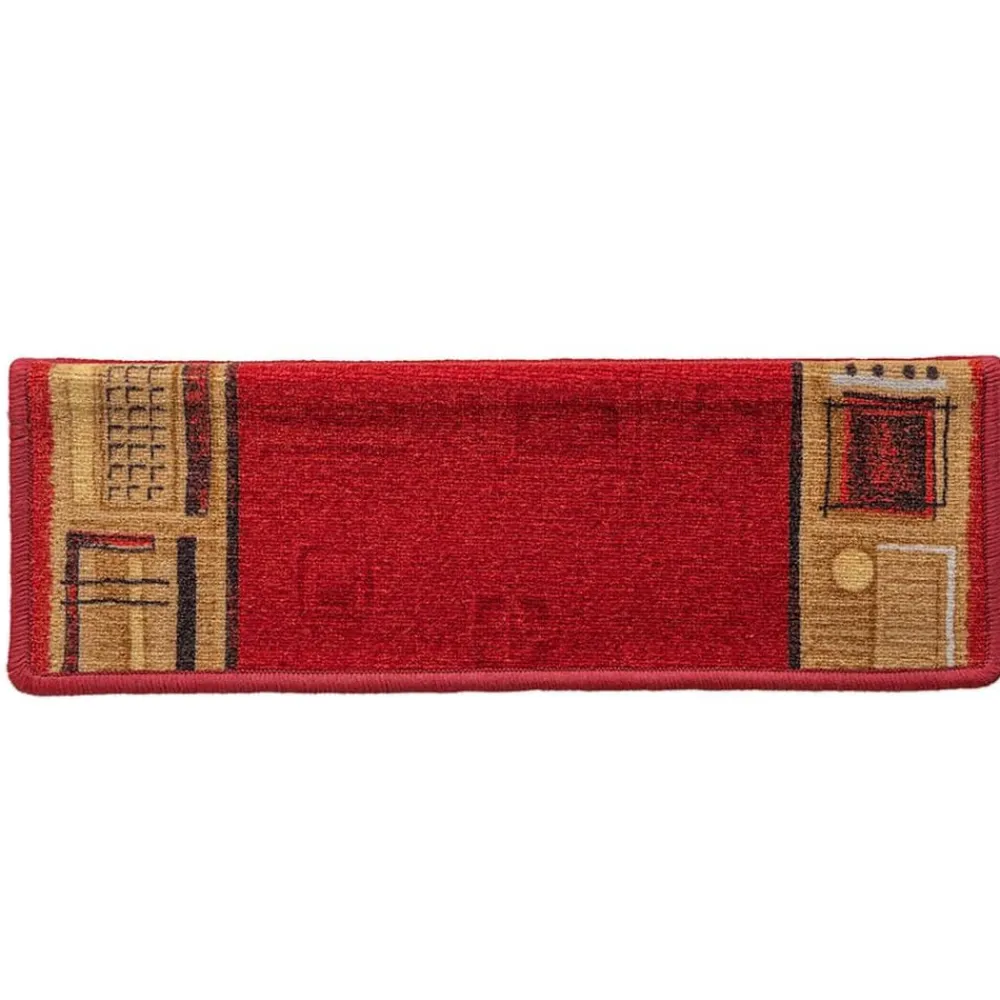 vidaXL Alfombrillas de escalera autoadhesivas 5 uds 65x21x4 cm Rojo