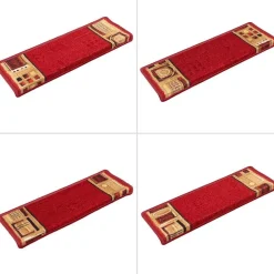 vidaXL Alfombrillas de escalera autoadhesivas 5 uds 65x21x4 cm Rojo