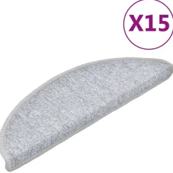 vidaXL Alfombrillas de escalera 15 unidades 56x17x3 cm Gris claro