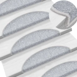 vidaXL Alfombrillas de escalera 15 unidades 56x17x3 cm Gris claro
