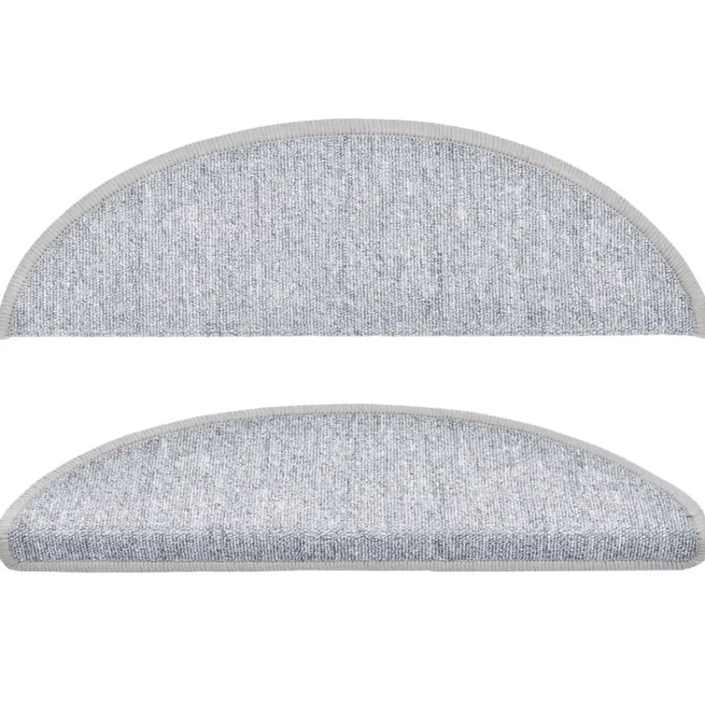 vidaXL Alfombrillas de escalera 15 unidades 56x17x3 cm Gris claro