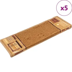 vidaXL Productos Del Hogar-Alfombrillas de escalera autoadhesivas 5 uds 65x21x4cm