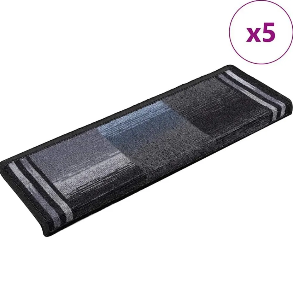vidaXL Alfombrillas escalera autoadhesivas 5uds 65x21x4cm Negro y gris Hot