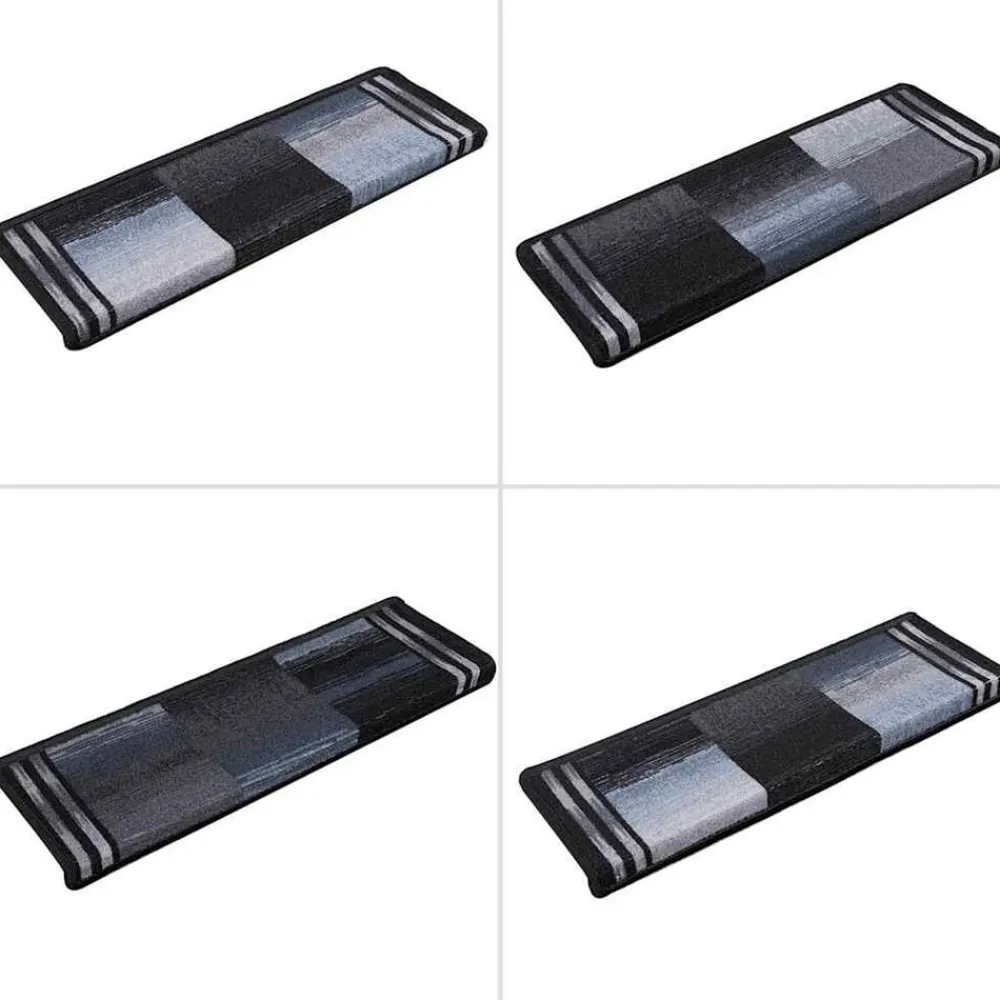 vidaXL Alfombrillas escalera autoadhesivas 5uds 65x21x4cm Negro y gris Hot